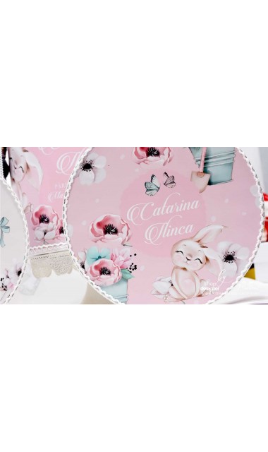 Trusou cu fluturi si flori ideal pentru un botez primavara Pink Spring 23